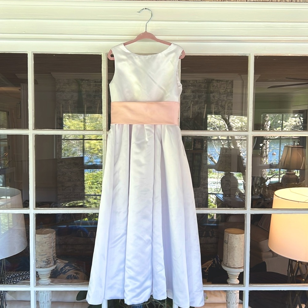 EASTER  or FLOWER GIRL - White and Pink A-Line Sleeveless Formal Dress